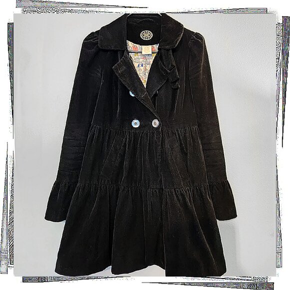 Vintage Black Corduroy "Lending Library" Tiered Frilly Jacket (4) by Idra - Picture 3 of 5